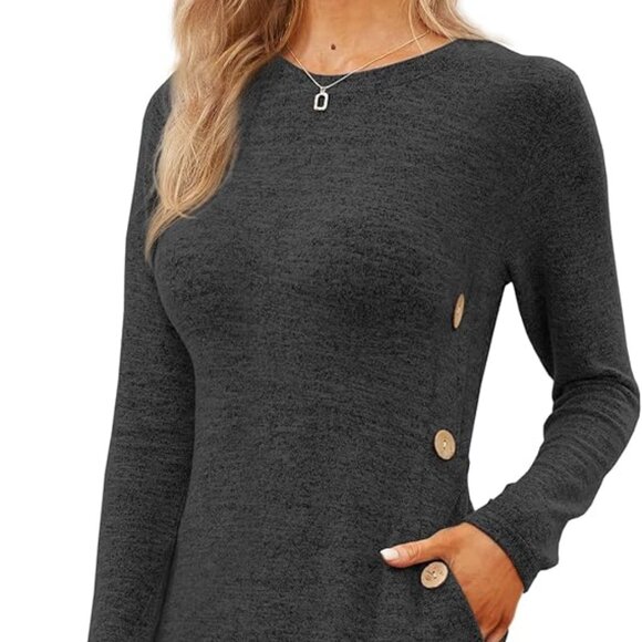 NWT Jar of Love Gray Long Sleeve Button Side Fall Dress Size: Large - Picture 1 of 12